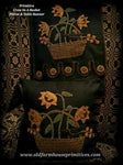 #CIB21 Primitive Black Wool Crow In Basket Sunflower🌻 Pillow & Table Runner