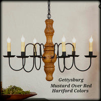 #9103H Primitive Wooden Gettysburg Chandelier in Hartford Colors (Made In USA)