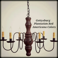 #9103 Primitive Wooden Gettysburg Chandelier In Americana Colors (Made In USA)
