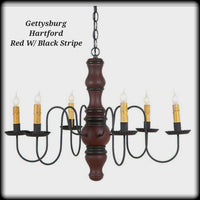#9103H Primitive Wooden Gettysburg Chandelier in Hartford Colors (Made In USA)