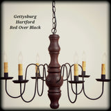#9103H Primitive Wooden Gettysburg Chandelier in Hartford Colors (Made In USA)