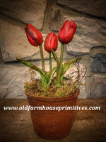 #PGTR Primitive Potted Wax Dipped Tulips “RED” #1 Seller