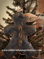 #PBBW455 Primitive Blackened Beeswax Gingerbread Ornament  (Made In USA)