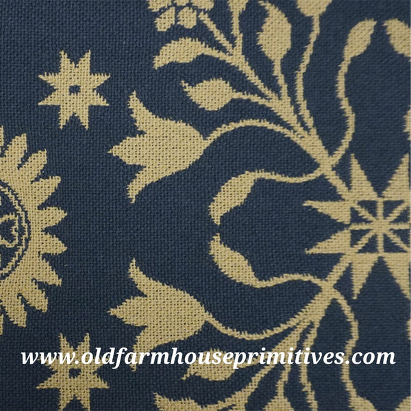 Snowflake 2066 Ecru Navy (B) Furniture Upholstery Fabric