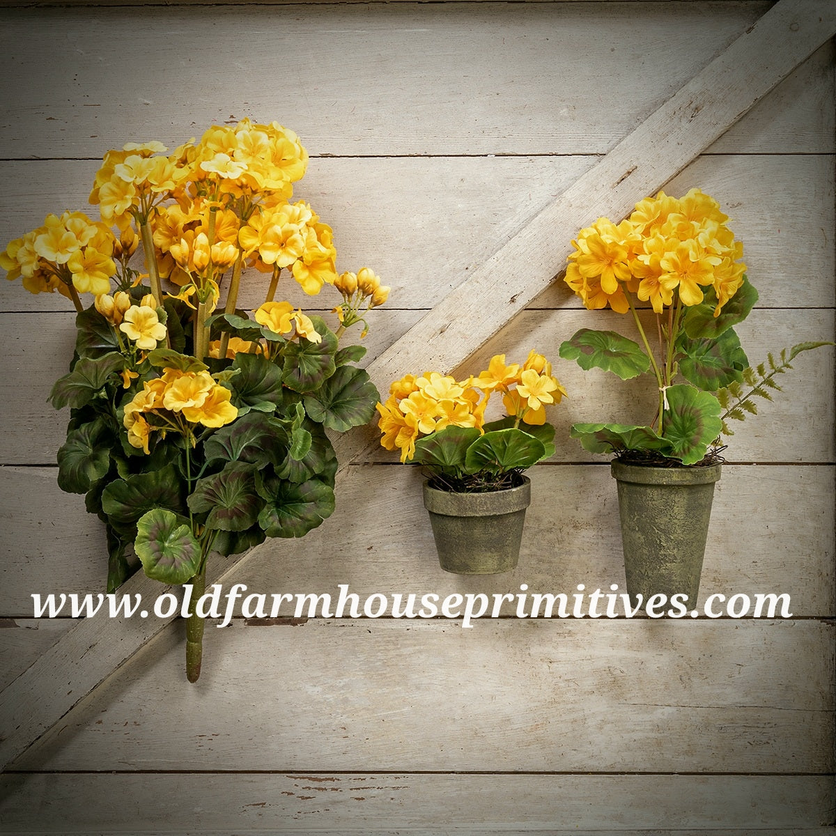 #RHN57 Yellow 13” Potted Geranium – Old Farmhouse Primitives