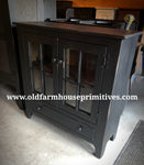 Eight Pane Glass Door Curio With Drawer