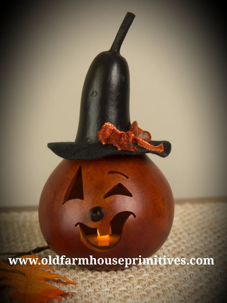 #MBGF43 Meadowbrooke Gourd "Klarissa" Miniature Ghost Head (Made In USA)
