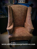 Miller Falls Wing Back Chair Multi Otto Fabric  (IN STOCK FOR PICK UP)