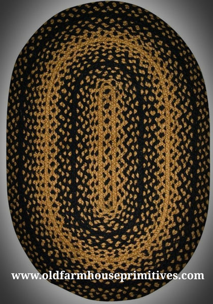 #BR180 Black/Tan Jute Braided Rug