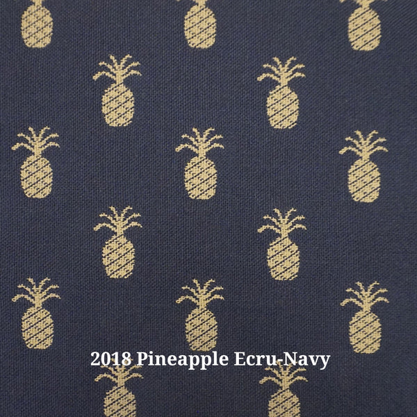 2018 Pineapple Ecru-Navy (B) Furniture Upholstery Fabric