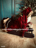 #OTCS9 Primitive Santa 🎅Wearing Red Coat Riding "Sled" (Made In USA) ★LAST 2