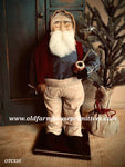 #OTCS10 Primitive Santa 🎅 Wearing Suspenders Holding "Pipe" (Made In USA) ★LOW INVENTORY★