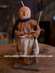 #RSF4 Primitive Jack-O-Lantern 🎃 Head Doll "Nell" (Made In USA) Back In Stock!