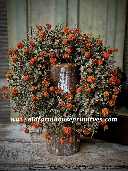 #LHF9 Primitive "Pumpkin" Fall Garden Bliss Wreath 22" Back In Stock!