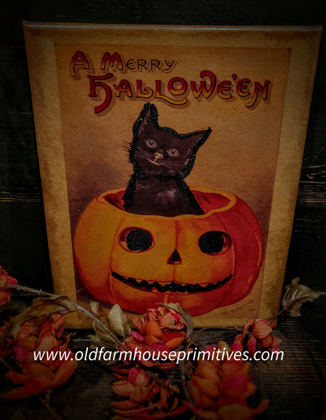 #VBD1520 "Vintage Halloween Cat" Canvas Print