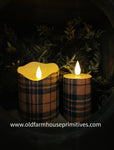 #LFS124 Primitive "Fall Plaid" Flameless Battery Candles