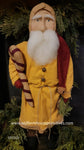 #OTCS13 Primitive Santa 🎅 Wearing Mustard Coat Holding "Candy Cane And Wreath" (Made In USA)  ★IN STOCK★