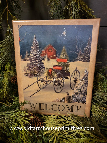 #VBD3200  "Christmas Cart Welcome" Canvas Print