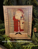 #VBD1672 "Primitive Santa Holding Snowman" Canvas Print