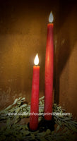 #LXS134RD Primitive Realistic Battery Operated "Dark RED" ♥️Flameless Timer Taper Candles