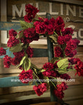 #KK81CRD Red Hops Candle Ring/Wreath