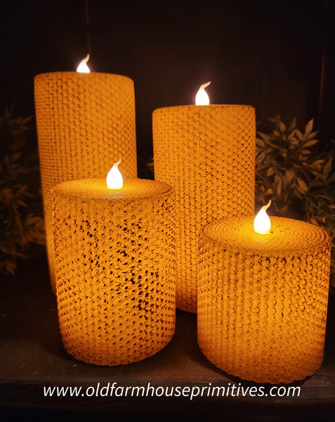 #HCPLR Primitive "Honeycomb" Battery Pillar Candles