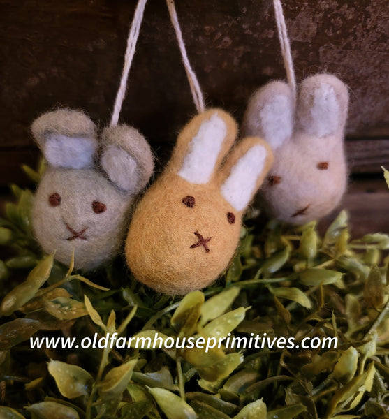 #TI44-14913 Felt Mini Wool Bunny 🐰Ornament (Set Of 3)
