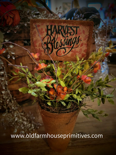 #PHBES Primitive Fall "Harvest Blessings" Bittersweet Potted Floral Arrangement 🎃