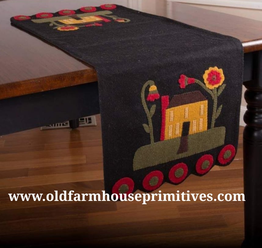 HCWR1 Primitive Wool Table Runner Old Farmhouse Primitives