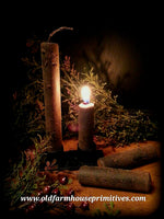 #PBW2 Primitive Blackened Beeswax  3 Inch Colonial Tavern Taper Candles (Made In USA)