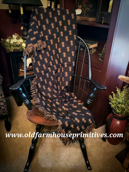 #BMPJA Black & Mustard Pineapple Jacquard Afghan 🍍