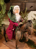 #HCBM103 Primitive Santa with Bag Riding Horse