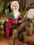#HCBM103 Primitive Santa with Bag Riding Horse