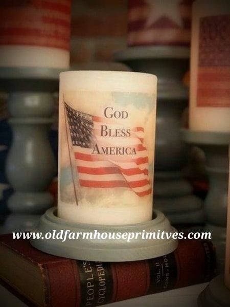 #CRDCS4 Primitive Americana "GOD Bless America" 🇺🇸 Antique Vanilla  Wax Candle Sleeve (Made In USA)