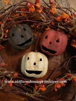 #JOLBWO9 Primitive Spooky Jack-O-Lantern Pumpkin 🎃 Ornaments SET/3 #1 Seller!