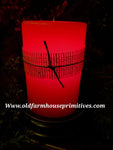 #CRDS75 Primitive "Raspberry With Burlap" Wax Candle Sleeve (Made In USA)