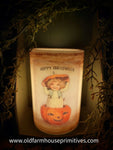 #CRD0037 "Vintage Happy Halloween Card" Wax Candle Sleeve (Made In USA)