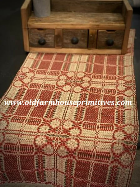 #PCT35L Yorktown Weave "Cranberry, Linen And Green" Textile