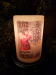 #CRDS79B Primitive "Santa With Tree" 🎅 Gumdrop Wax Candle Sleeve (Made In USA)
