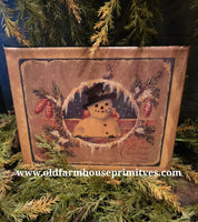 #VBD1209 Primitive Pinecone Snowman Canvas Print