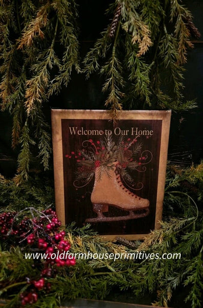#VBD1361 Primitive Welcome To Our Home "Ice Skate" Canvas Print
