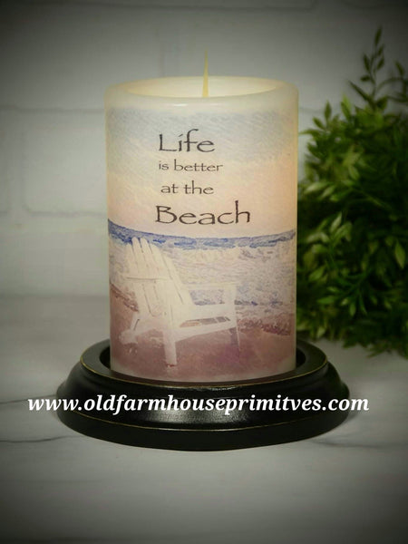 #CRDCS13 Primitive "Life Is Better At The Beach" 🏖  Vanilla Wax Candle Sleeve (Made In USA)