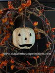 #JOLFW9 Primitive Spooky "Antique White" Jack-O-Lantern Pumpkin 🎃 Ornament #1 Seller!