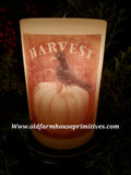 #CRDS28 Primitive "Autumn Harvest Pumpkin" Wax Candle Sleeve (Made In USA)