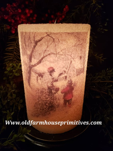 #CRDS68 Primitive "Getting The Tree"🌲 Gumdrop Wax Candle Sleeve (Made In USA)