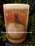 #CRDS28 Primitive "Autumn Harvest Pumpkin" Wax Candle Sleeve (Made In USA)