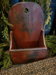 #DAW6 Primitive Grungy Red Distressed Wood Hanging Display Box (Made In USA)