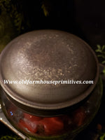 #PDARJ1 Primitive Antique Reproduction Pantry Jars Tin Lids Set/2 Back In Stock!