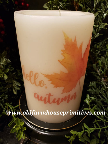 #CRDS31 Primitive "Hello Autumn" Wax Candle Sleeve (Made In USA)