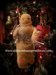 #RSN13 Primitive Gingerbread In Mitten "Ginger" Ornament (Made In USA)